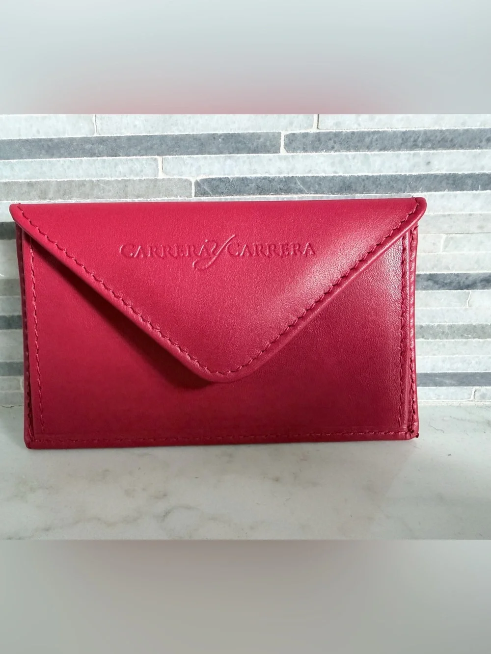 Vintage Carrera Women's Red Leather Card Wallet